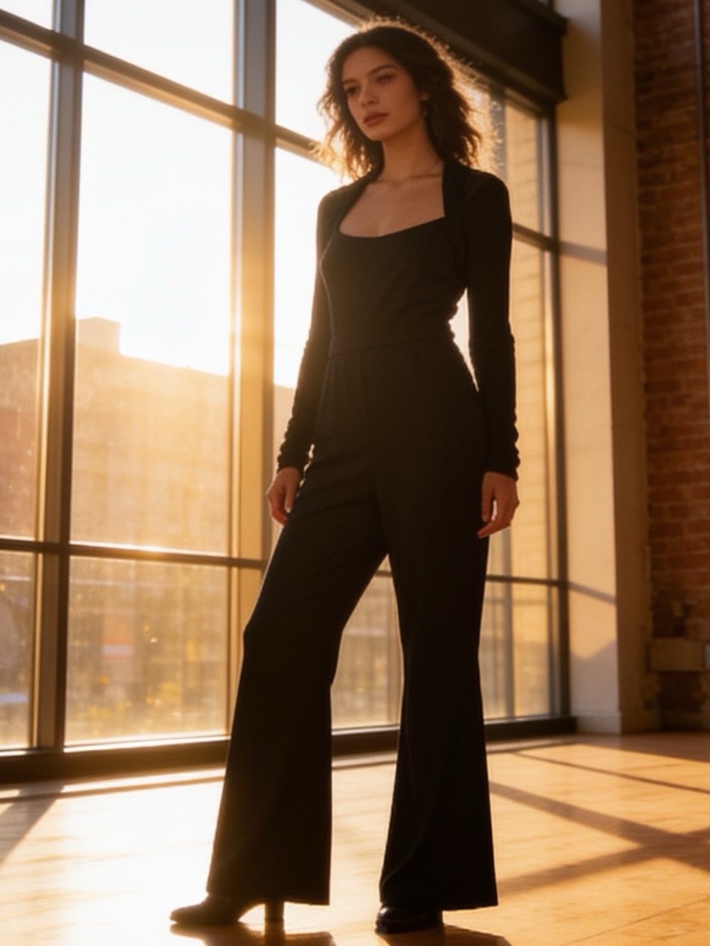 Halara women’s Classic Black Wide-Leg Jumpsuit size L